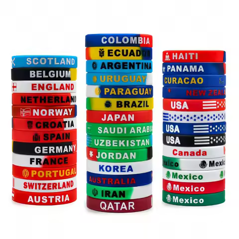 Flags Country Silicone Bracelet for Men Women Brazil Germany Spain Italy Germany Canada France Charm