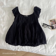 (PB.HAVANA) Áo babydoll ARI voan tơ phối cúc dáng bí AO490