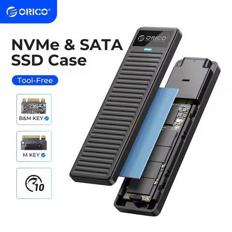 ORICO M.2 NVMe SSD Enclosure 10Gbps USB3.2 Gen2 M2 SSD Enclosure Case Box Stripes Design for NVMe SA