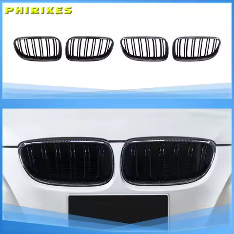 2Pcs Car Style Black Front Kidney Double Slat Grill Grille for-BMW E92 E93 3-Series 328I 335I Coupe 