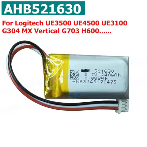 240mAh AHB521630 1.25mm 3pin Wireless Headset Battery For Logitech UE3500 UE4500 UE3100 H600 G304 MX