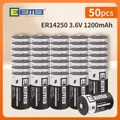 50PCS EEMB er14250 size 1/2aa 3.6V Lithium Battery 1200mah Non-rechargeable Customizable solder pads