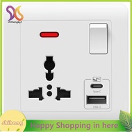 Fast Charging Universal 5-Pin Power Outlet UK Standard 13A Wall Outlet with DC 5V 2.1A Type-C USB Ch