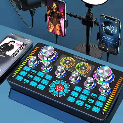 Q7 Live Sound Card Record Soundcard Mixer Voice Changer for Phone PC Live Streaming Podcast Karaoke 