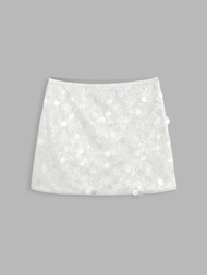 Cider Sequin Mid Waist Mini Skirt