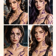 10pcs Temporary Tattoo Cyberpunk Aesthetic Cool Waterproof Temporary Leather Stickers For Halloween 
