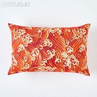 LOZUJOJU Joyful Home Pillow Cover Cotton and Linen Red Embroidered Skin Friendly Sofa Cushion Cover 