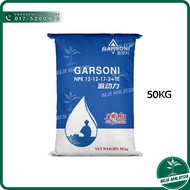 GARSONI PREMIUM NPK 12-12-17-2+TE (NITRATE) 50KG Baja Pertumbuhan Pokok