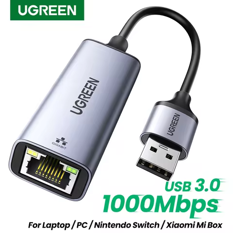 UGREEN USB Ethernet Adapter 1000/100Mbps USB3.0/2.0 to RJ45 Lan for Laptop PC Windows Xiaomi Mi Box 