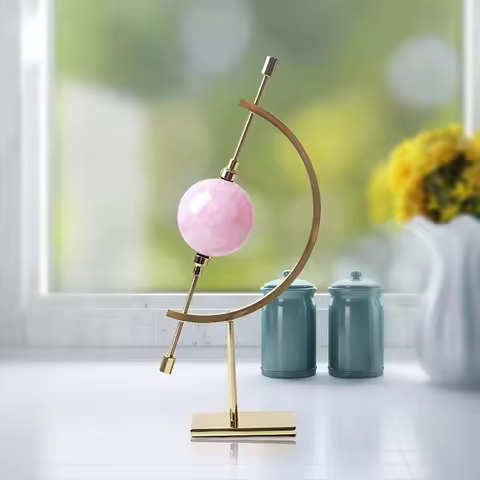Crystal Ball Metal Base Globe Shape Gold Globe Fashion Crystand Stand Decorative Fixed Agate Ball St