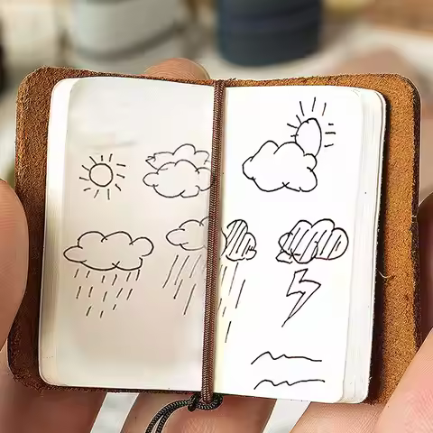 Pocket Diary Book Writing gifts Handmade Cover Insert Brochure Leather Travel Book Journal Booklet M