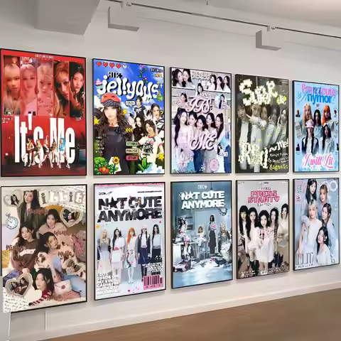 Korean Kpop I-illit Music Anime Posters Sticky Decoracion Painting Wall Art White Kraft Paper Wall D