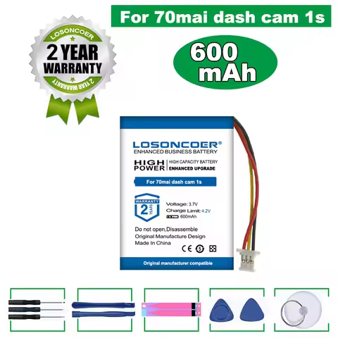 Battery 600mAh For 70mai Smart Dash Cam 1S / Midrive D06, D07, For Xiaomi 70mai M300 Vehicle Camera