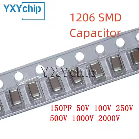 50PCS 1206 150PF 50V 100V 250V 500V 1000V 2000V ±5% 151J C0G NPO SMD Chip Multilayer Ceramic Capacit
