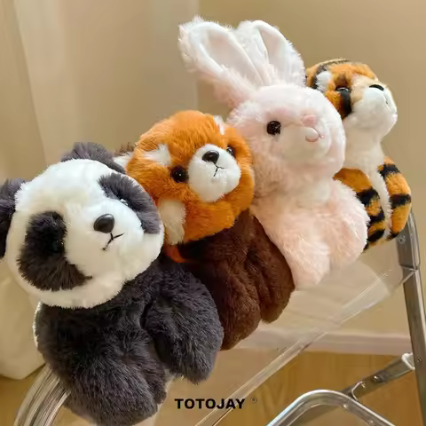 Lovely Animal Slap Snap Wrap Wristband Bracelet Bunny Panda Tiger Raccoon Plush Hand Ring Wristband 