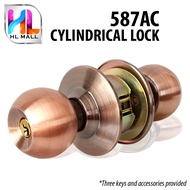 HL MALL HIGH SECURITY SILVER CYLINDRICAL DOOR LOCK KUNCI PINTU 587SS (silver) / 587AC (brown)