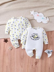 2入組嬰兒男童睡衣,有雲彩、月亮、星星和行星圖案,家居服裝