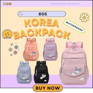 605 #Korea Backpack High Quality ( Beg Sekolah / School Bag / Beg Galas / Laptop / College ) Design Girl