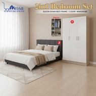 MESRA - Bedroom Set 3 door /Set Bilik Tidur/Almari Baju/Katil queen/Bedroom Set/Bedroom set murah/3d