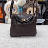 愛馬仕/Hermes lindy26 烏木色 金扣 框M刻