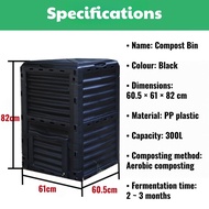 Large Compost Bin | Organic Waste Bin | Compost Container with Capacity 300L/450L | Outdoor Plastic 