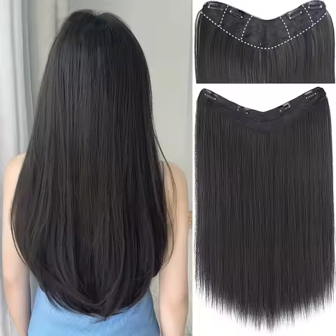 Synthetic Long Straight Hair Extensions with Clip In One Piece Perfect for Women's Hair Accessories 