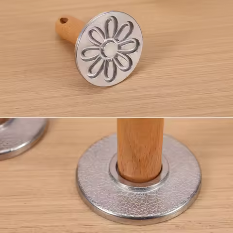 Cookie Press Cutter Mold with Wooden Handle Cookie Stamper DIY Baking Tools for Cakes Pastries Decor
