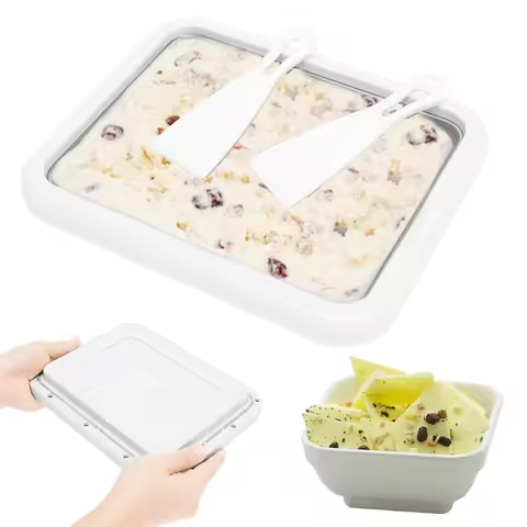 Rolled Ice Cream Tray DIY Frozen Yogurt Maker Trays with 2 Scrapers Portable Rolled Ice Cream Maker 