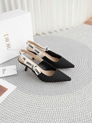 👏DIOR J'Adior 刺繡飾帶高跟鞋 黑色 全實拍 100% new🎁Size:35 36 37 38 39 （部分斷碼 手慢冇）迪奧 涼鞋 單鞋 皮鞋 返工鞋 高踭鞋 slingback sh