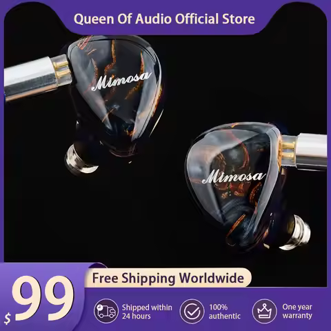QoA Mimosa Headphone 1 Dynamic 1 Planar IEMs 3.5mm 4.4mm Plug Earbuds For HiFi In Ear Earphone Music