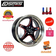 ล้อแม็กขอบ15 15x7.5 4h100 ET+35 ยี่ห้อ cosmis รุ่น Type G [4วง] สีดำขอบเงาขลิบแดง ตัวหนังสือCNC ของแ