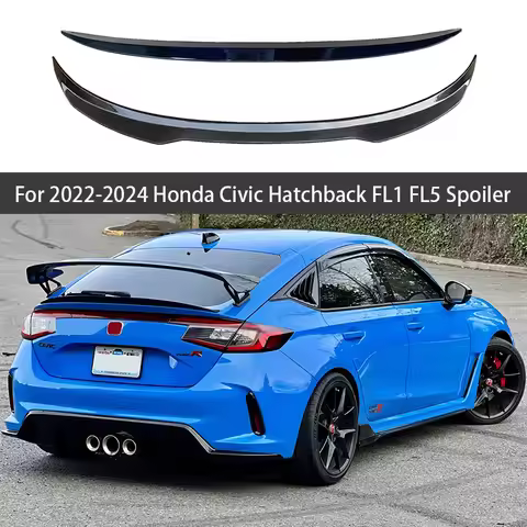 For 11 Generation 2022 20232024 Honda Civic Hatchback FL1 FL5 Rear Trunk Lid Spoiler Wings Black Car