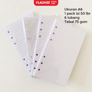 Loose Leaf A6 A6 Ring Line Binder File Paper