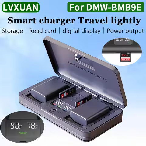 LVXUAN DMW-BMB9E Battery Charger with Card Reader,for Panasonic Lumix DMC-FZ40 FZ45 FZ47 FZ48 FZ150 