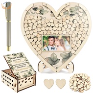 Wooden Wedding Guest Book Heart Shaped Guest Book Wedding Reception Personalized Nuptial Attendee Bo
