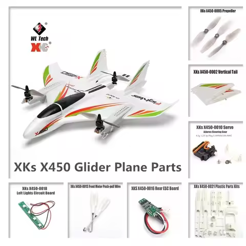 WLtoys XK X450 RC Glider Plane Parts Motor Receiver Board Servo Main Blades Screw Shell Propeller ES