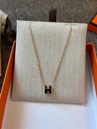 Hermes - mini pop H necklace, 黑玫瑰金 （new)