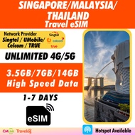 [Singapore, Malaysia, Thailand eSIM] [1-7 Days] High Speed Unlimited Data 4G Travel Prepaid eSIM Roa