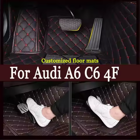 Car Floor Mats For Audi A6 C6 4F 2004~2011 Carpet Luxury Leather Mat Durable Rug Auto Interior Parts