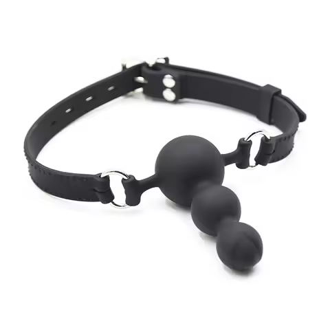 Thierry Silicone Multiple Ball Gag Strap On Open Mouth Anal Plug With Locking Buckles Silicone Harne