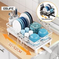 GSlife Extendable Dish drainer rack Kitchen Dish Rack Dish Storage Rack Plate