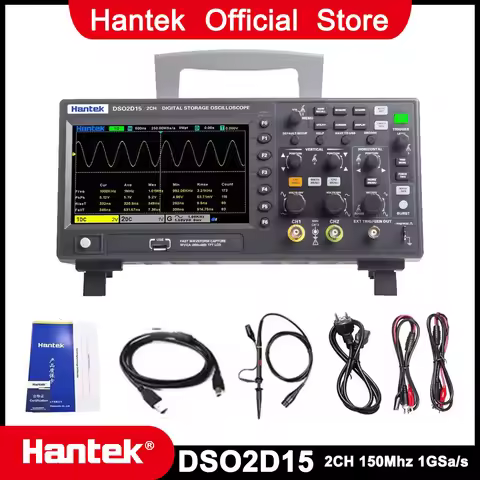 Hantek Official Shop DSO2D15 Digital Oscilloscope 2 Channels 150Mhz Bandwidth 1GSa/s Sampling Rate 8
