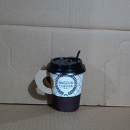 Handle Paper Cup size 9 oz (1 set of cups + lids + straws) Paper coffee cups with ears, coffee drink
