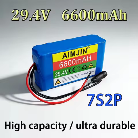 24V/29.4V 7S2P 6600mAh 18650 Battery pack 29.4V 8000mAh Rechargeable Battery Mini Portable Charger F