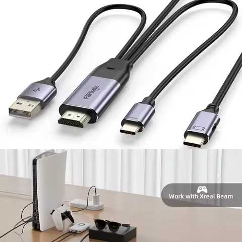 HDMI-compatibl To USB C Adaptor Cable 8.2FT 4K 60Hz With Power Supply To USB C Display Converter For
