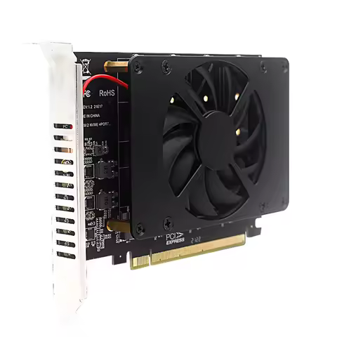 4 Disk M.2 NVME M KEY SSD To PCIe 4.0 X16 Adapter with Heat Sink PCIe 4.0 X16 Switch To 4 Ports M.2 