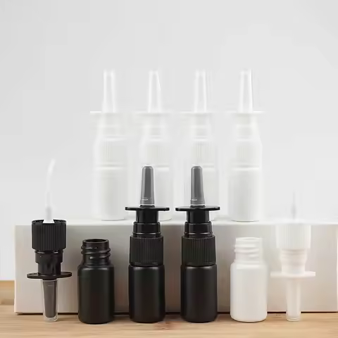 20/50/100pcs 10ml HDPE Black Nasal Spray Bottle with Fine Black Nasal Sprayer 0.34oz Empty Medicine 