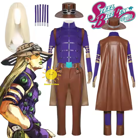 Anime Steel Ball Run Cosplay Julius Caesar Zeppeli Cosplay Costumes Coat Pants Hat Belt Gyro Suits W