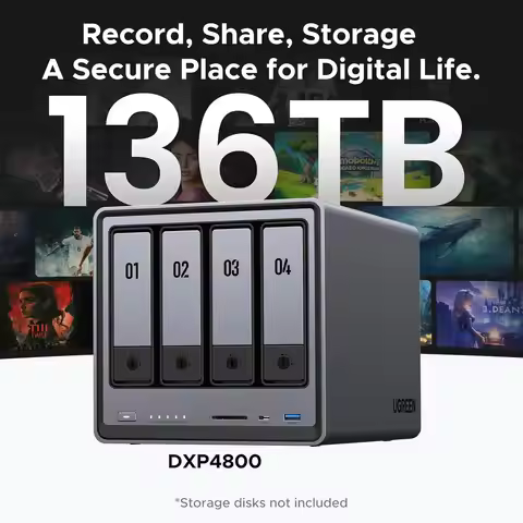 UGREEN NAS DXP4800 4-Bay Desktop NAS, Intel N100 Quad-core CPU, 8GB DDR5 RAM, 32G EMMC, Network Atta