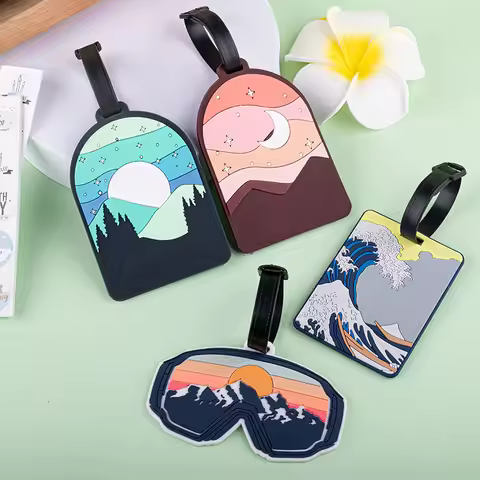 Scenery Style Luggage Label Cute Luggage Tags ID Address Holder Baggage Boarding Tags Portable Card 